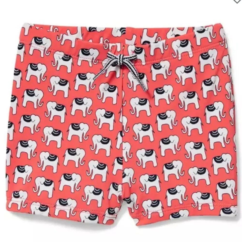 Janie and Jack 100034700 coral Elephant Print Swim Trunk size 12-18 months